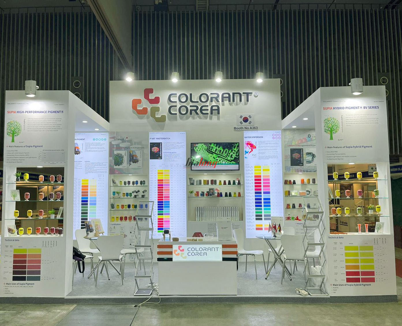 Thiết kế thi công gian hàng Colorant Corea được thực hiện bởi Gia Long - Colorant Corea booth design and construction is done by Gia Long