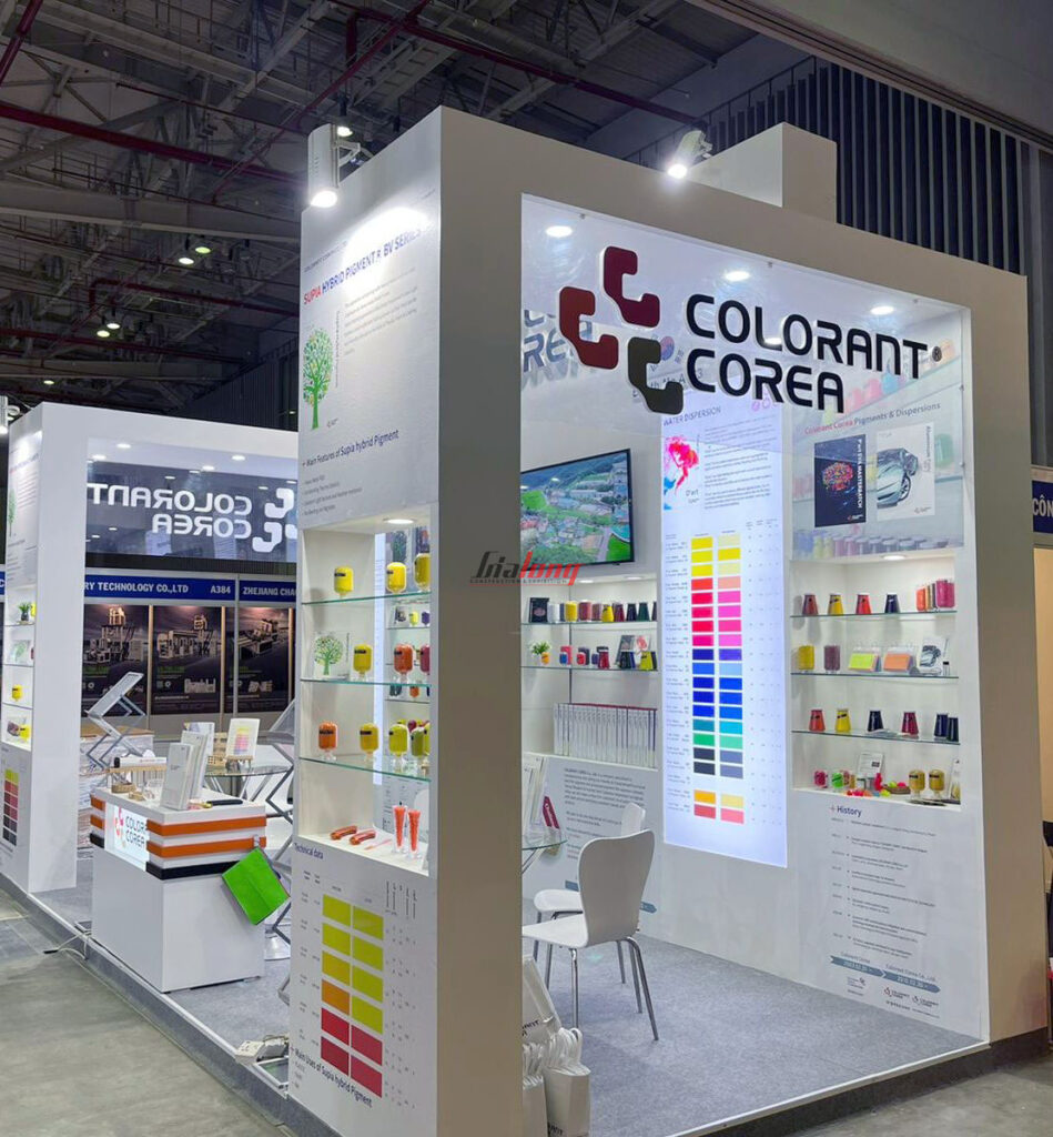 Thiết kế thi công gian hàng Colorant Corea được thực hiện bởi Gia Long - Colorant Coreao booth design and construction is done by Gia Long